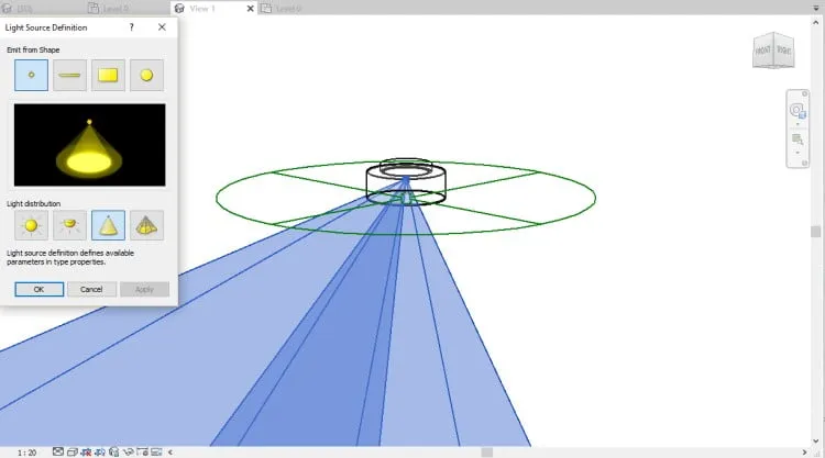 شکل منبع نور در REVIT