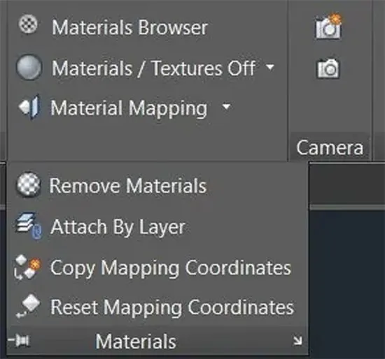 پنل Materials در اتوکد