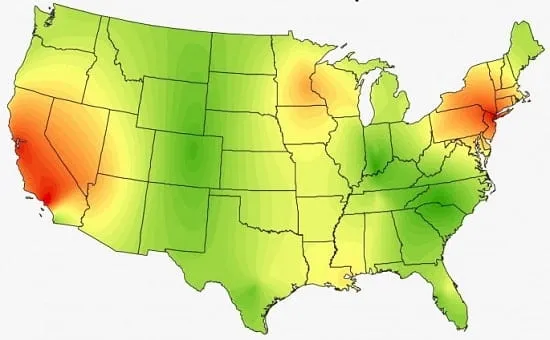 heat map تراکم جمعیت