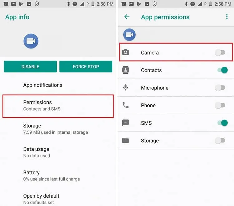 بسته شدن برنامه دوربین موبایل