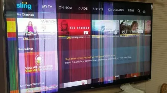 خطوط روی صفحه نمایش تی وی