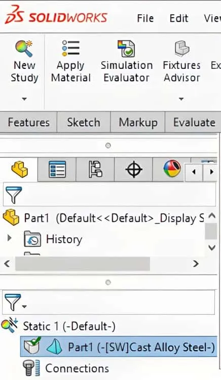 جنس قطعات در solidworks