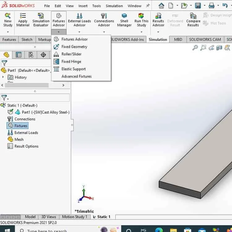 پایه های مربوط به قطعات در solidworks