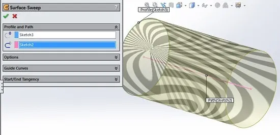 ابزار Swept Surface