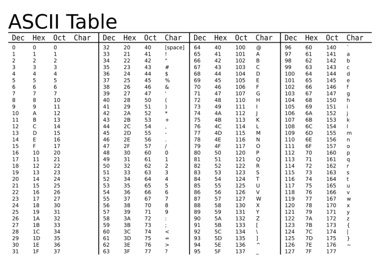 کاراکتر کد اسکی