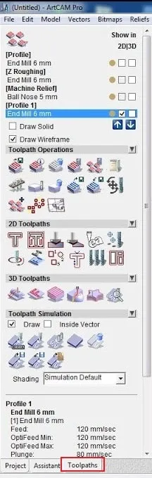 تب toolpath نرم افزار آرتکم