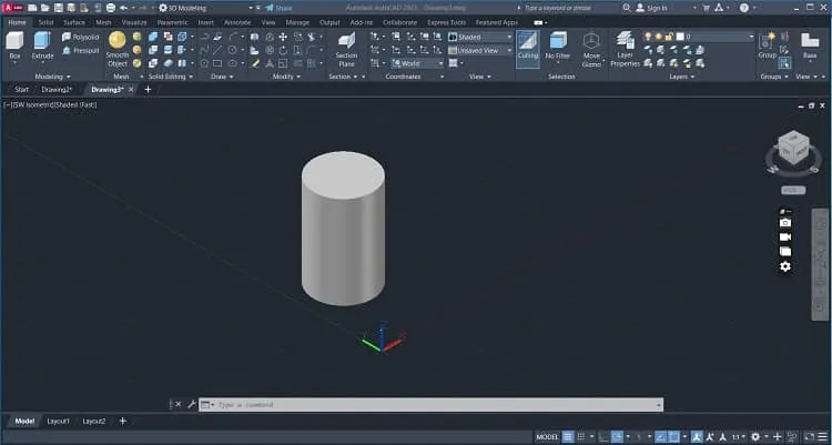 تبدیل اشیای 2d به 3d در اتوکد