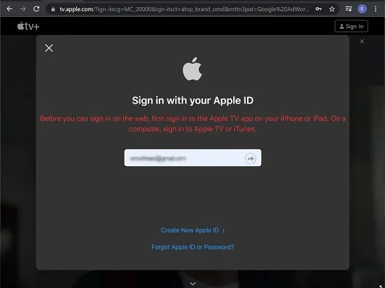 ساخت اپل آیدی در Apple TV App یا Apple Music App
