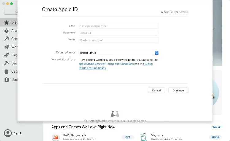 ساخت اپل آیدی در مک