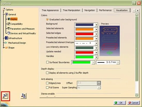 تنظیمات کتیا برای نمایش صفحه (Display)