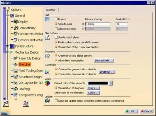 کادر محاوره ای options