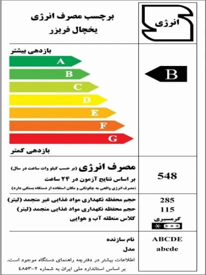 اطلاعات روی برچسب انرژی