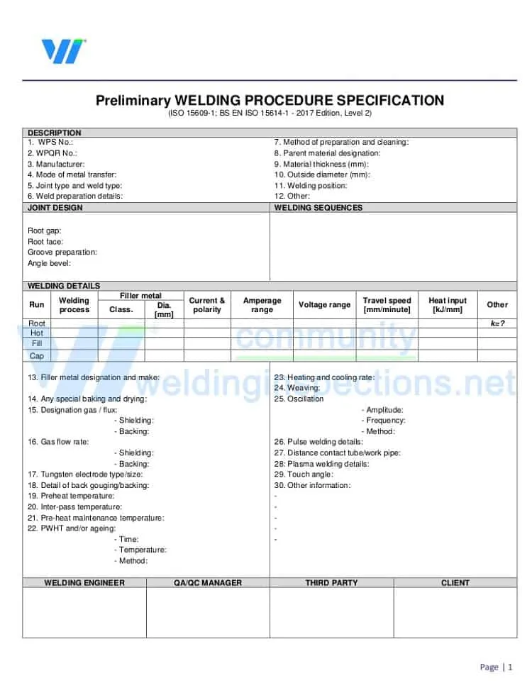 نمونه فرم استاندارد ISO 15614