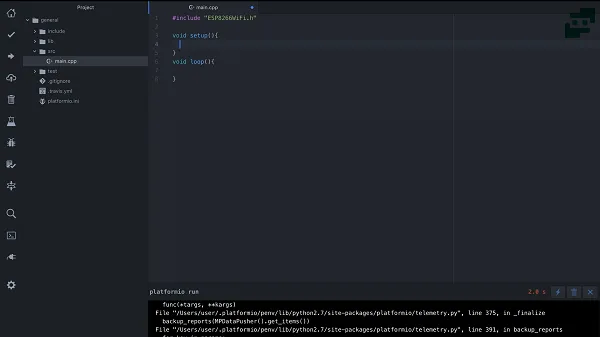 کنترل لامپ با نرم افزار atom برای ESP8266