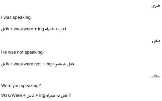 ساختار افعال گذشته استمراری
