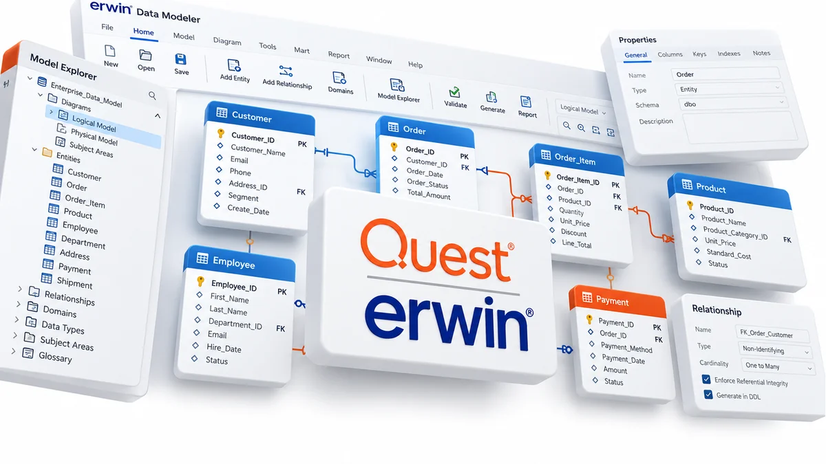 تصویر نرمافزار Quest Erwin Data Modeler