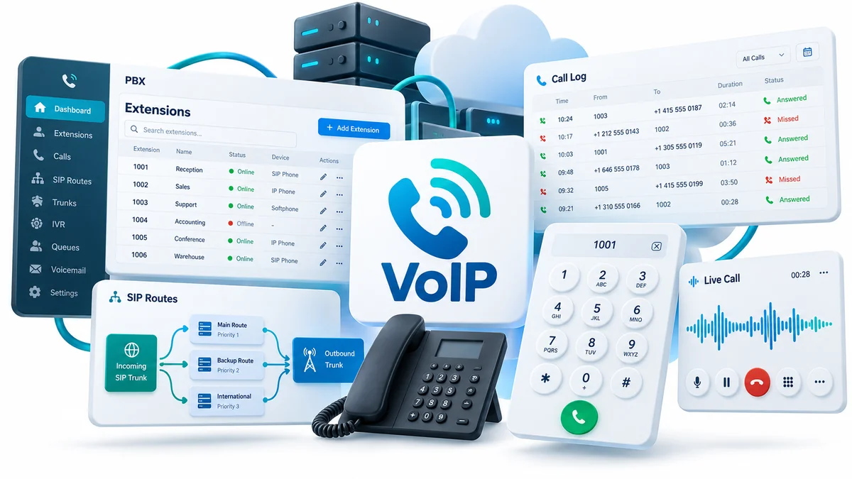 تصویر نرمافزار Voice over internet protocol VoIP system software